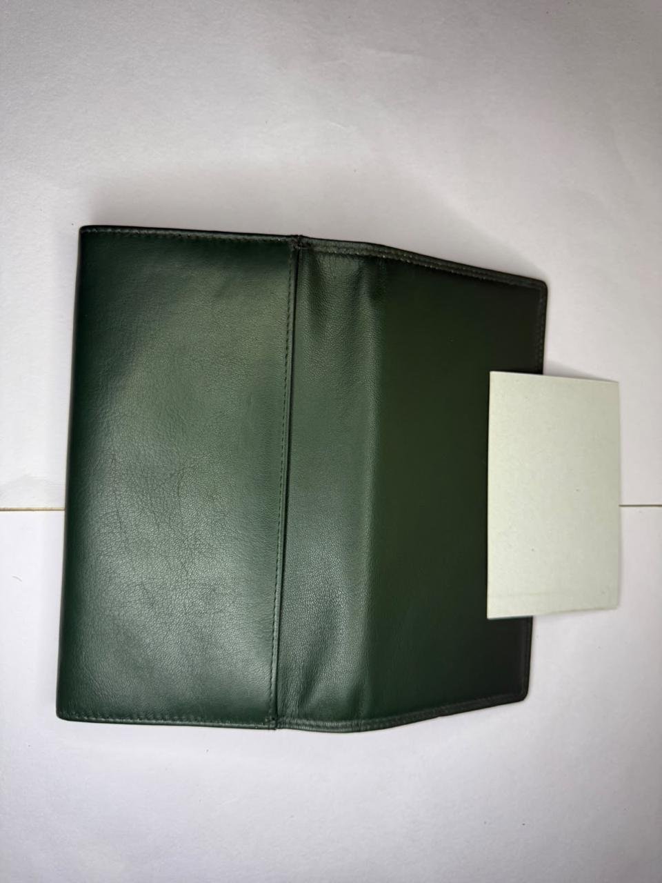 Green leather passport style wallet