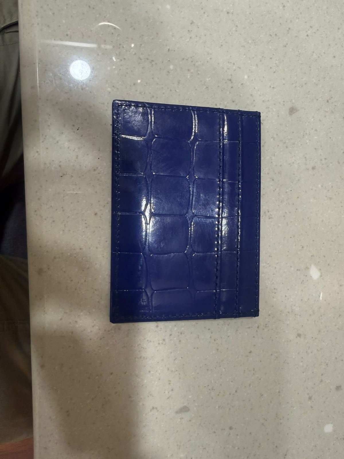 Navy crocodile texture card holder